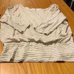 Cream and tan peplum top